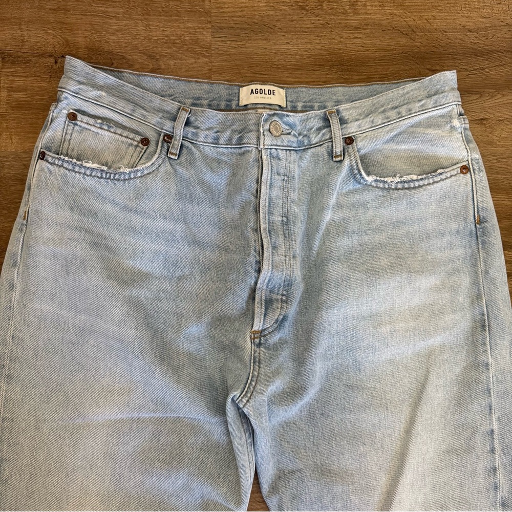 Agolde Premium 90's Pinch Waist High Rise Straight Leg Jeans Light Wash Size 33 - Picture 4 of 9